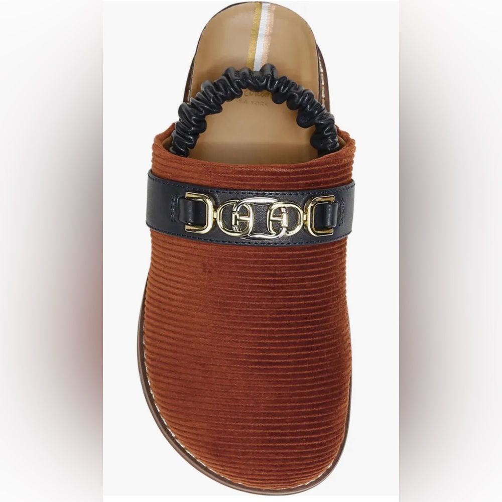 SAM EDELMAN KID’S JUNEY CLOG GIRLS SLIP-ON LOAFERS GOLD ACCENT BROWN COLOR 2 M - Picture 1 of 10